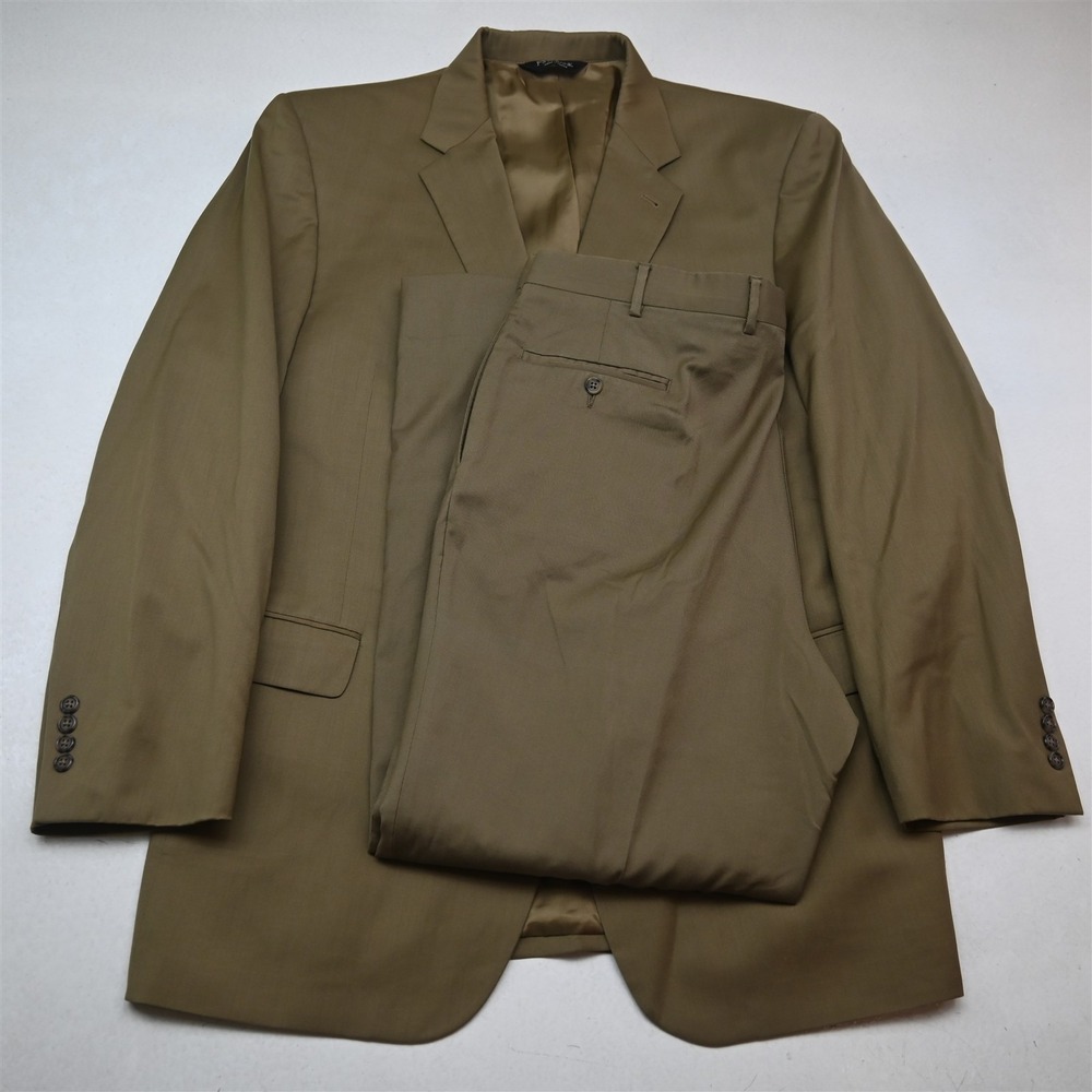 Jos A Bank 48L 38x32 Khaki Tan 100% Wool Gordon Mens Jacket Pants Suit
